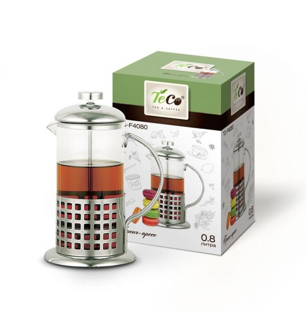 French press TECO, TC-F4100 1l made of high quality heat-resistant glass